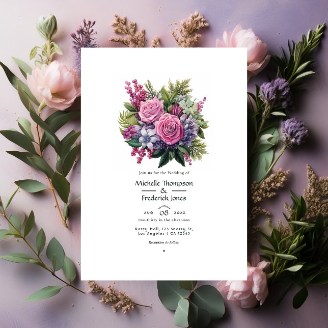 Convites Casamento Floral de Inverno com Uva Passa e Pinhei (Criador carregado)