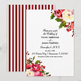 Convites Casamento Floral de Inverno Moderno de Férias de N