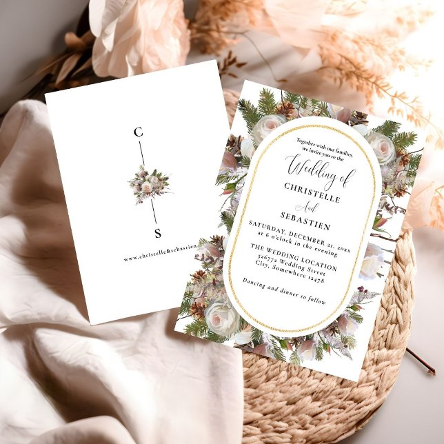 Convites Casamento Floral De Inverno Pessel Boho (Criador carregado)