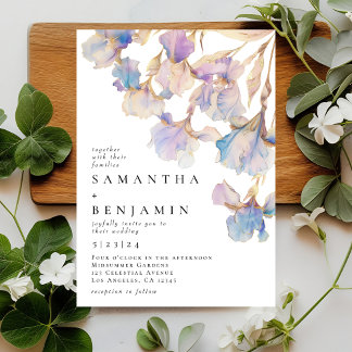 Convites Casamento Floral de Íris Elegante