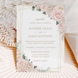 Convites Casamento Floral de Ivory Blush, Champanhe Elegant