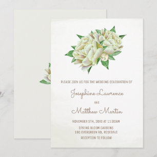 Convites Casamento Floral de Ivory Peony Watercolor