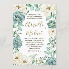 Convites Casamento Floral de Ivory, Serpente e Suculente