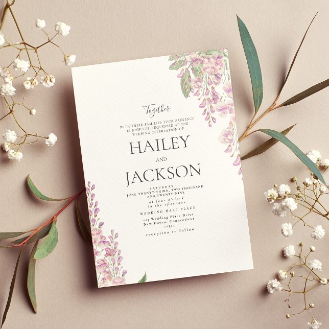 Convites Casamento floral de jacinto branco elegante (Elegant white green pink hyacinth floral wedding invitation)