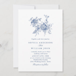 Convites Casamento Floral de Jardim Azul e Vitoriano