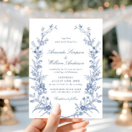 Convites Casamento Floral de Jardim Azul e Vitoriano