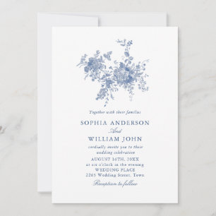 Convites Casamento Floral de Jardim Azul e Vitoriano