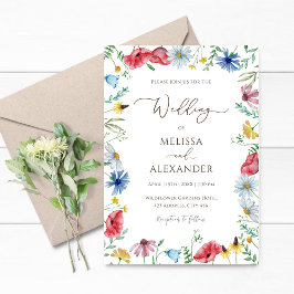 Convites Casamento floral de jardim boho Wildflower