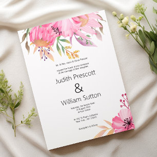 Convites Casamento floral de jardim botânico por aquarela
