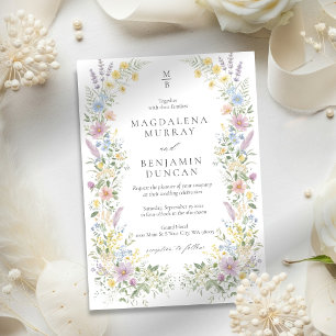 Convites Casamento Floral de Jardim com Aquarela de Flor Si