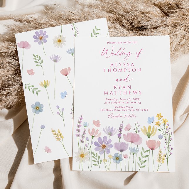 Convites Casamento Floral de Jardim de Borboletas com Flore (Criador carregado)
