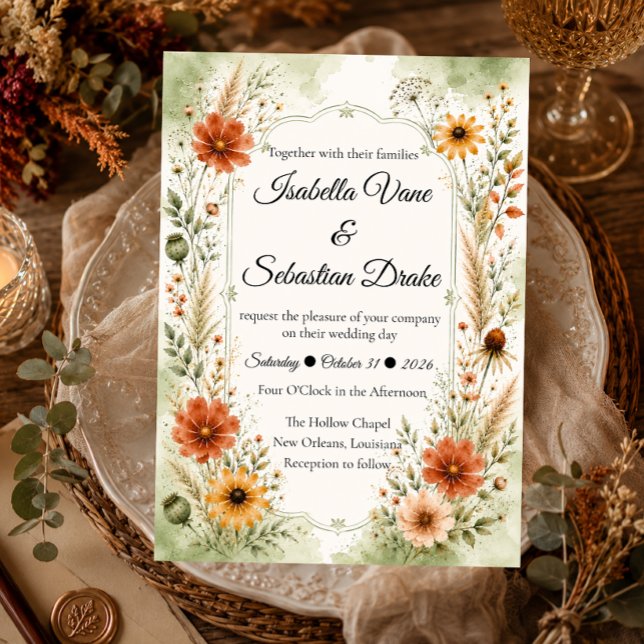 Convites Casamento Floral de Jardim de Outono Atemporal (Criador carregado)