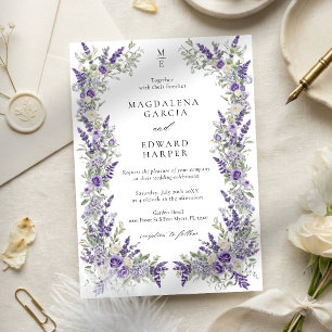 Convites Casamento Floral de Jardim de Rosa Lavanda Roxa Vi
