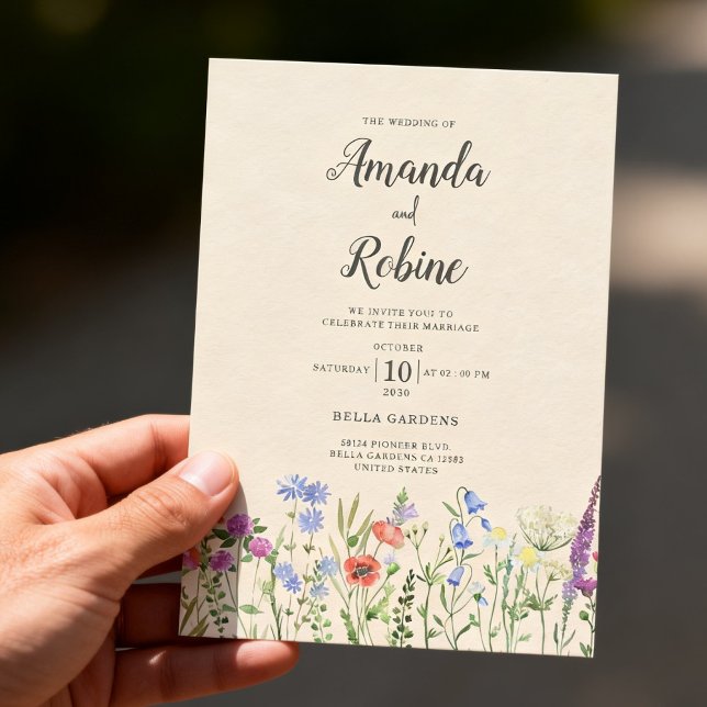 Convites Casamento Floral de Jardim Rústico com Flores Silv (Criador carregado)