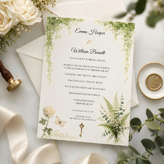 Convites Casamento Floral de Jardim Secreto de Luxo