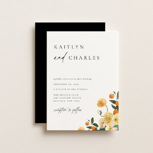Convites Casamento Floral de Laranja Cítrica