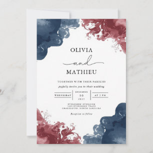 Convites Casamento Floral de Lava-Tinta Moody