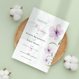 Convites Casamento Floral de Lavanda de Aquarela Minimalist