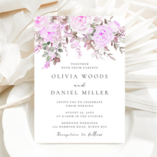 Convites Casamento Floral de lavanda e Violeta