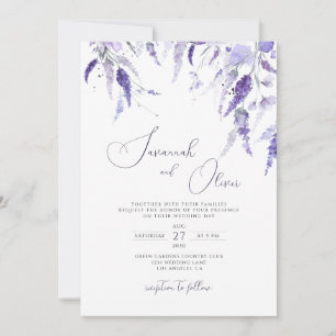Convites Casamento Floral de lavanda Elegante de Flor Selva