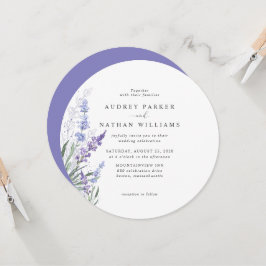 Convites Casamento Floral de Lavanda em Aquarela Romântica