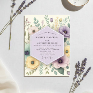 Convites Casamento Floral de Lavanda na Floresta