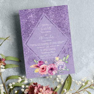 Convites Casamento floral de lavanda rosa elegante