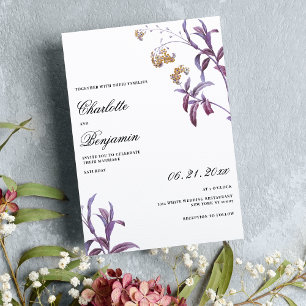 Convites Casamento floral de lavanda roxa-do-campo