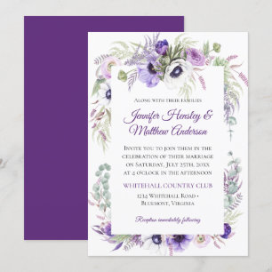 Convites Casamento Floral de Lavanda Roxo 
