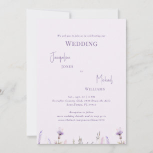 Convites Casamento Floral de Lavanda Simples