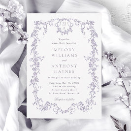 Convites Casamento Floral de Lavanda Vitoriano Francês Clás