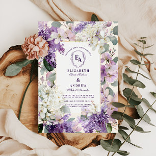Convites Casamento Floral de Lilac e Cream Garden