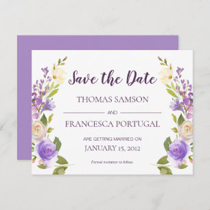 Convites Casamento Floral de Lilac Watercolor Salve o Cartã