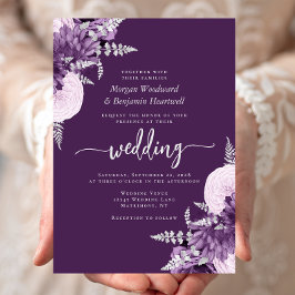 Convites Casamento Floral de Lilás Roxo Prata