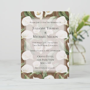 Convites Casamento Floral de Lily Lily White Brown