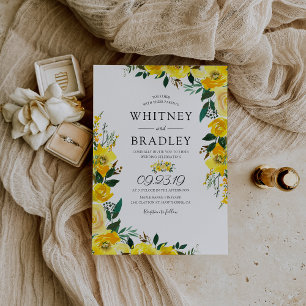 Convites Casamento Floral de Limão Amarelo de Verão