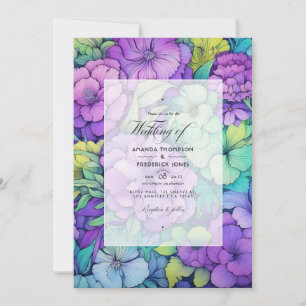 Convites Casamento Floral de Limão e Violeta
