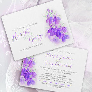 Convites Casamento floral de Lobelia púrpura de aquarela