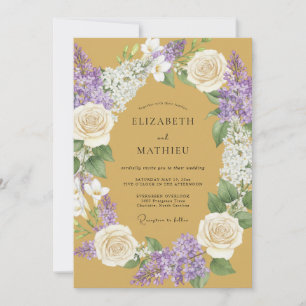 Convites Casamento Floral de Louro Mostarda