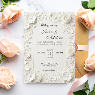 Convites Casamento Floral de Luxo Moderno