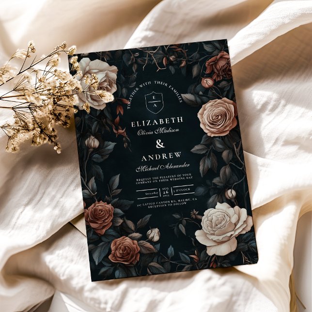 Convites Casamento Floral de Luxury Art Nouveau (Criador carregado)