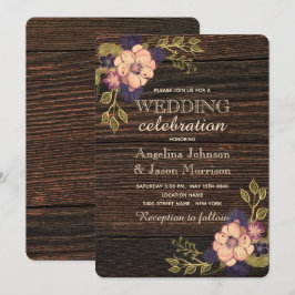 Convites Casamento Floral de Madeira Elegante