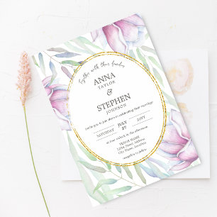 Convites Casamento Floral de Magnólia Elegante