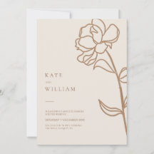 Casamento Floral De Marfim Desenhado À Mão Minimal