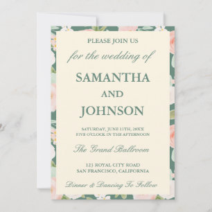 Convites Casamento Floral de Marfim Verde Eucalipto Moderno