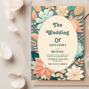 Convites Casamento floral de margarida moderno groovy paste
