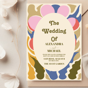 Convites Casamento floral de margarida moderno groovy paste