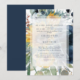 Convites Casamento Floral de marinho e Girassol