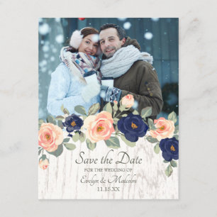 Convites Casamento Floral de Marinho Russo Azul e Peach