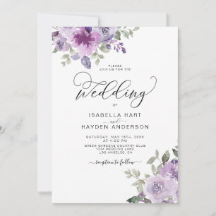 Convites Casamento Floral de Mauve Elegante Lilac Dusty Pur